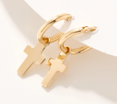 UltraFine 950 Silver Gold Tone Cross Motif Earrings